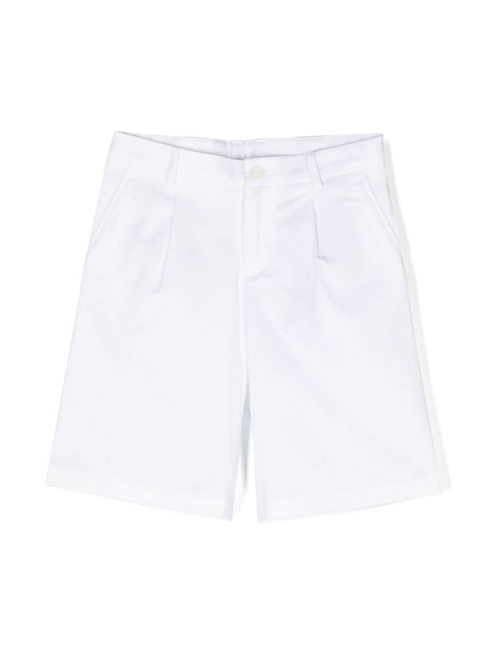 White Bermuda shorts for newborns with logo