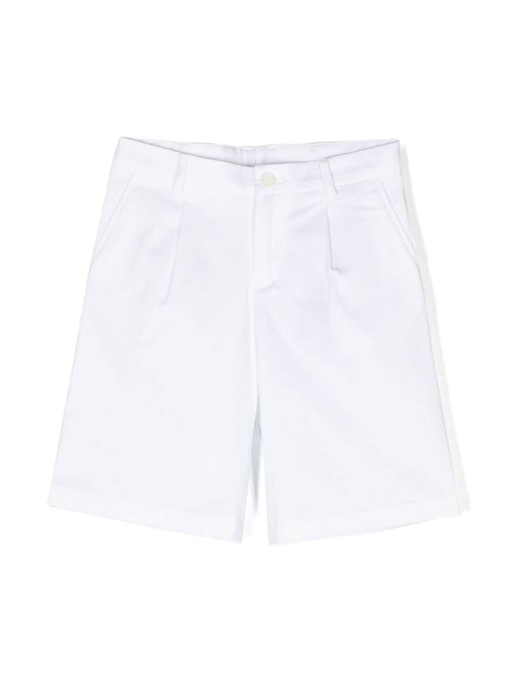 White Bermuda shorts for newborns with logo