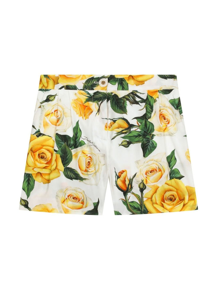 White Bermuda shorts for girls with print