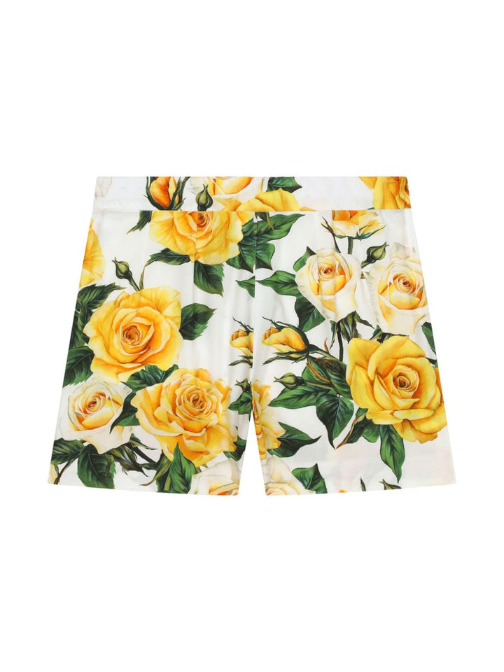 White Bermuda shorts for girls with print