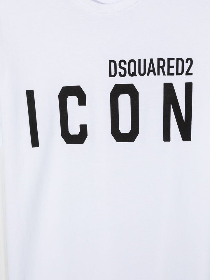 T-shirt bianca per bambino con logo ICON DQ048SD002F DQ100 Dsquared2 Kids 