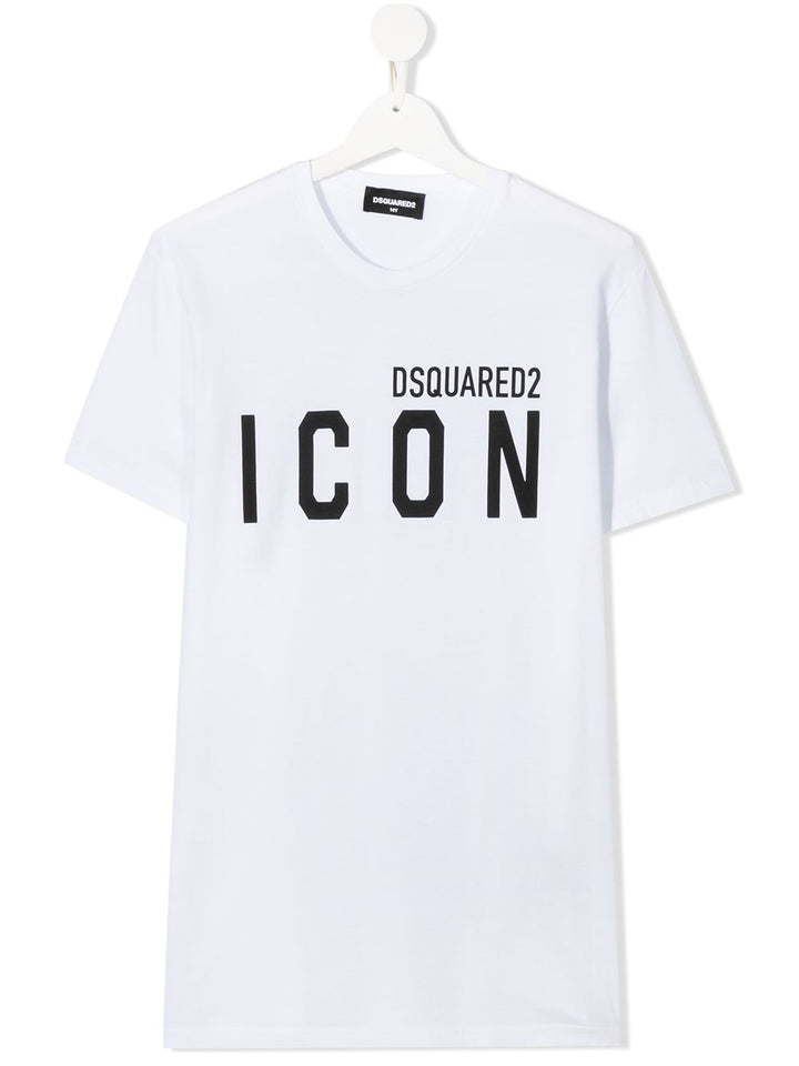 T-shirt bianca per bambino con logo ICON DQ048SD002F DQ100 Dsquared2 Kids 