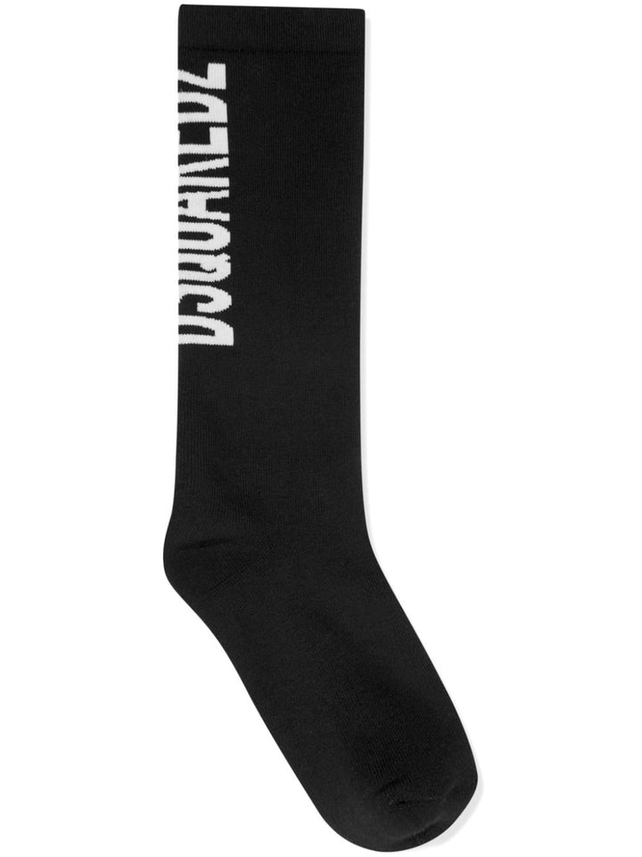 Calze ner per bambino con logo DQ2358D0A7D DQ900 Dsquared2 Kids 