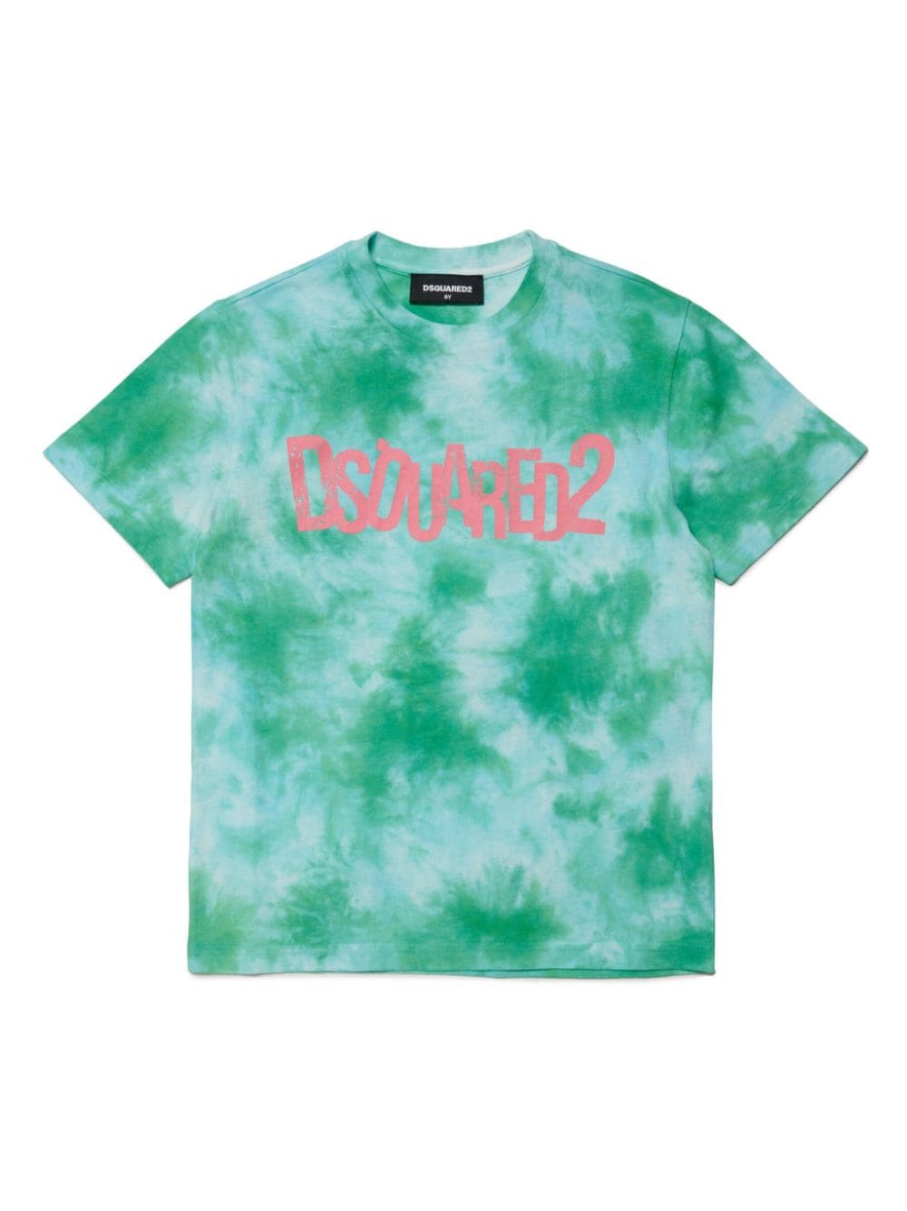 T-shirt verde per bambino con logo DQ2369D0A90 DQ504 Dsquared2 Kids 