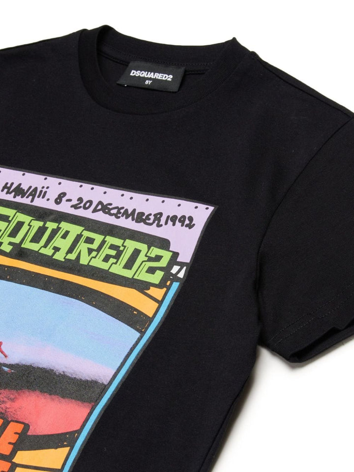 T-shirt nera per bambino con stampa DQ2374D00MM DQ900 Dsquared2 Kids 