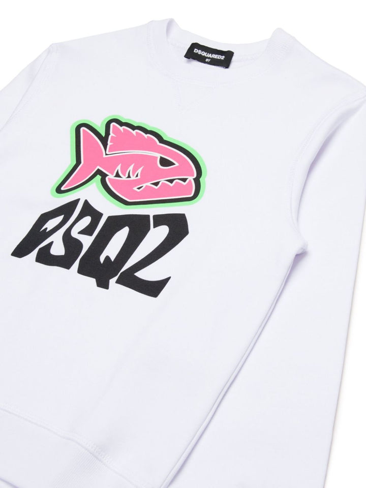 Felpa bianca per bambino con stampa DQ2383D0A2F DQ100 Dsquared2 Kids 