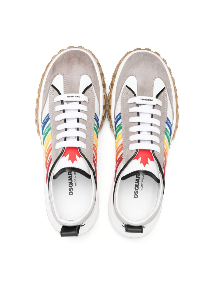 White and multicolored leather sneakers for children