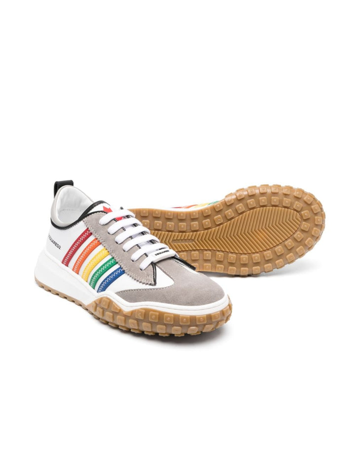 White and multicolored leather sneakers for children