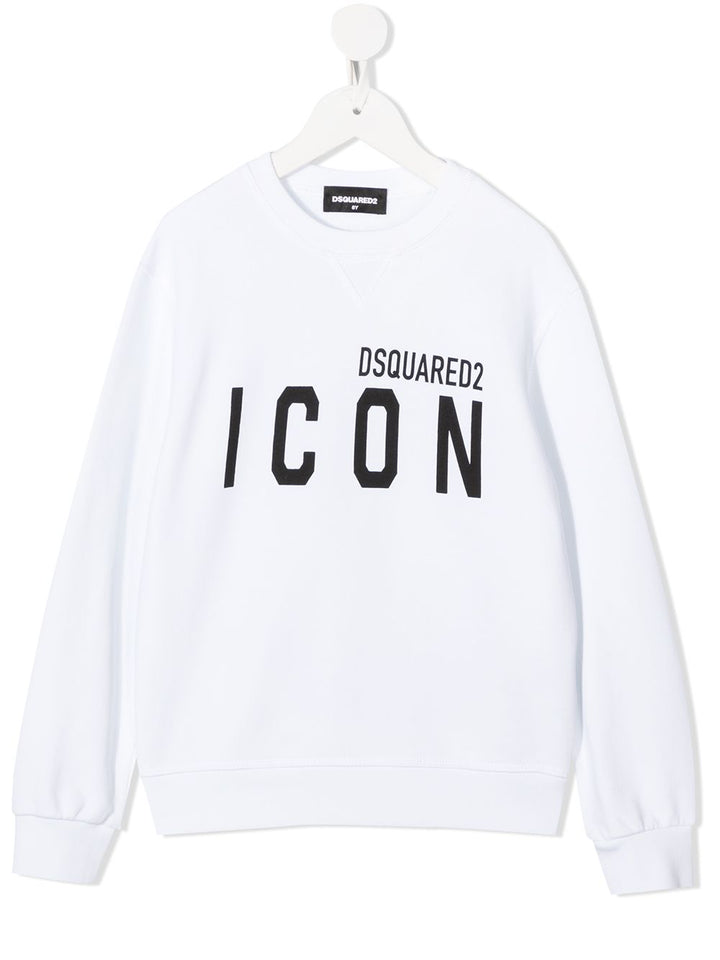 White sweatshirt for boys with ICON logo