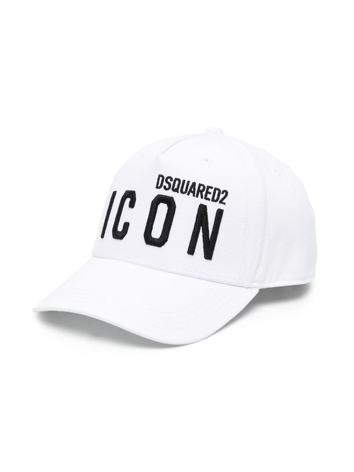 Cappellino bianco per bambini con logo ICON nero