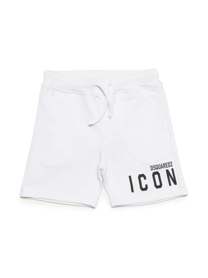 White shorts for boys with ICON logo