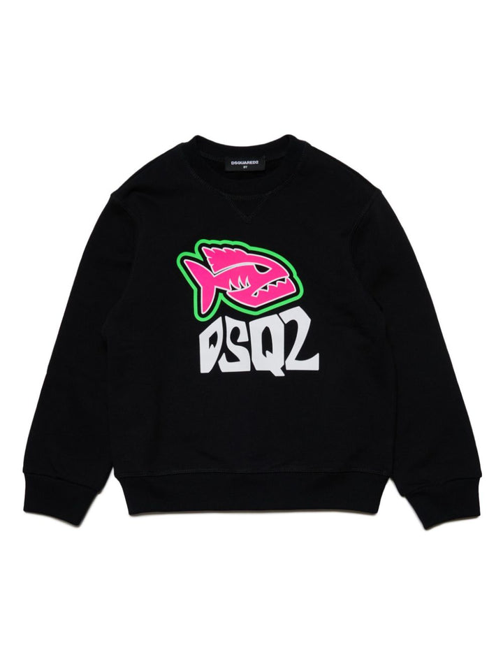 Black sweatshirt for boys with print