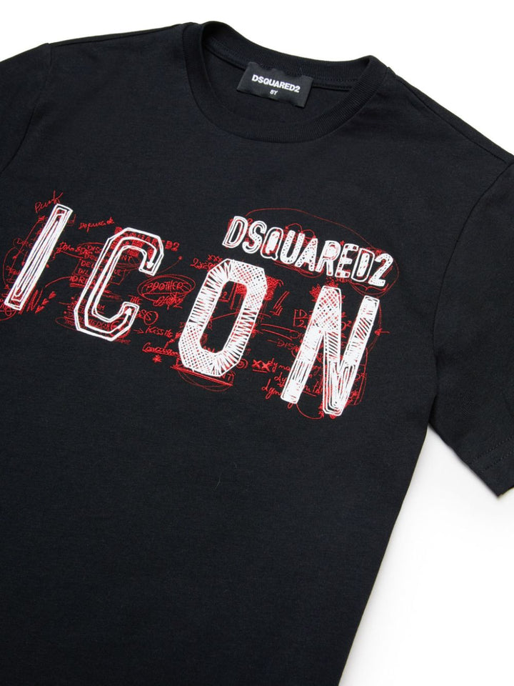 Black t-shirt for boys with ICON logo