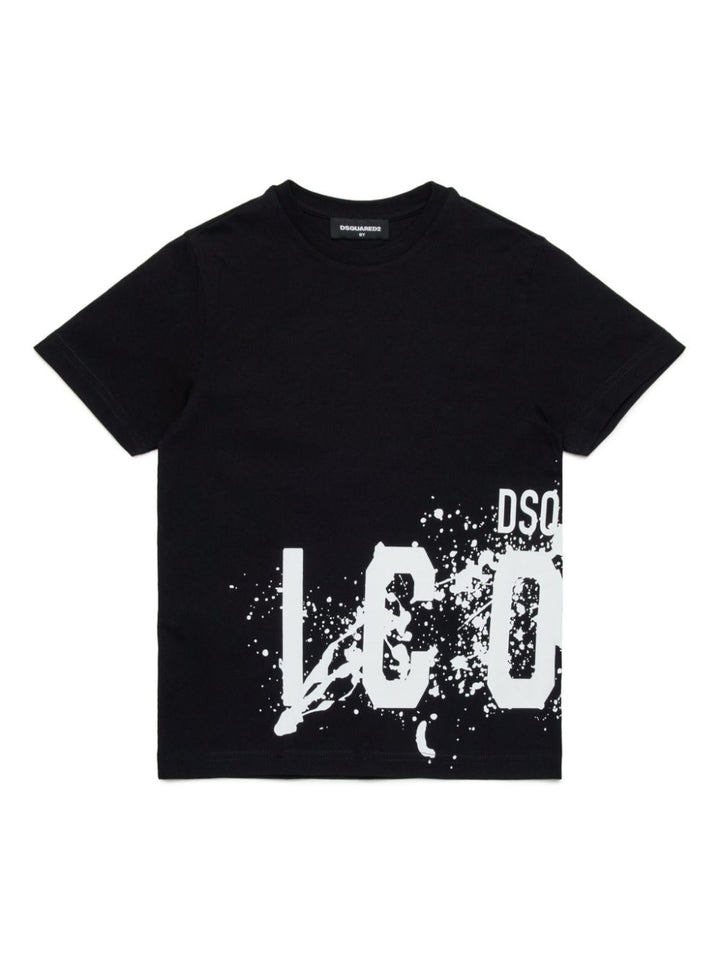 T-shirt nera per bambino con logo ICON