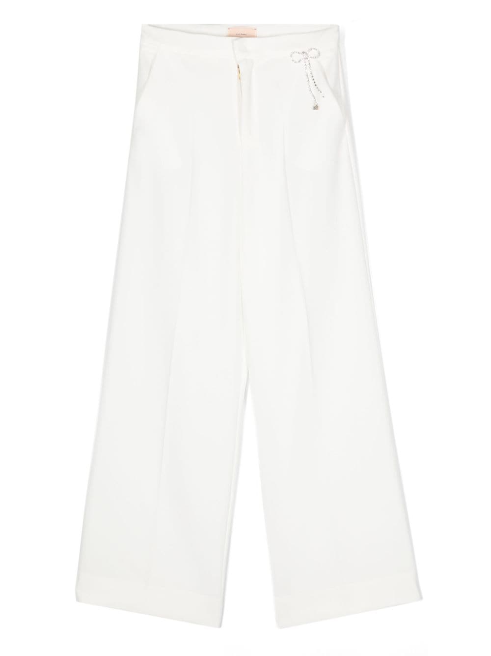 Pantalone bianco per bambina in crepe EFPA2180GA085 0000 Elisabetta Franchi Kids 