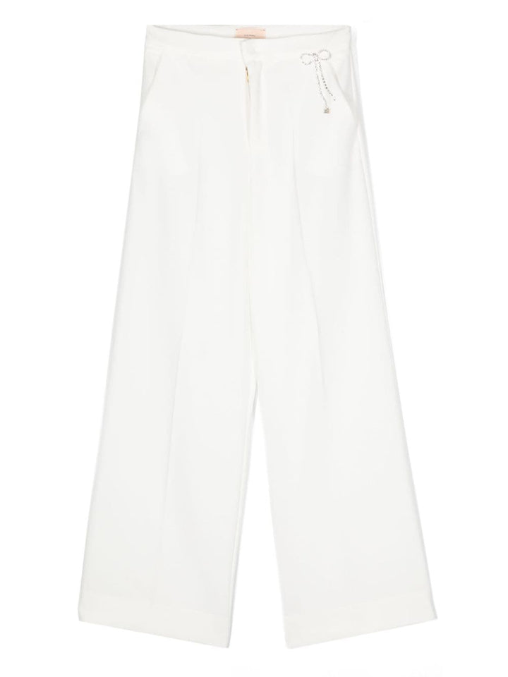 Pantalone bianco per bambina in crepe EFPA2180GA085 0000 Elisabetta Franchi Kids 