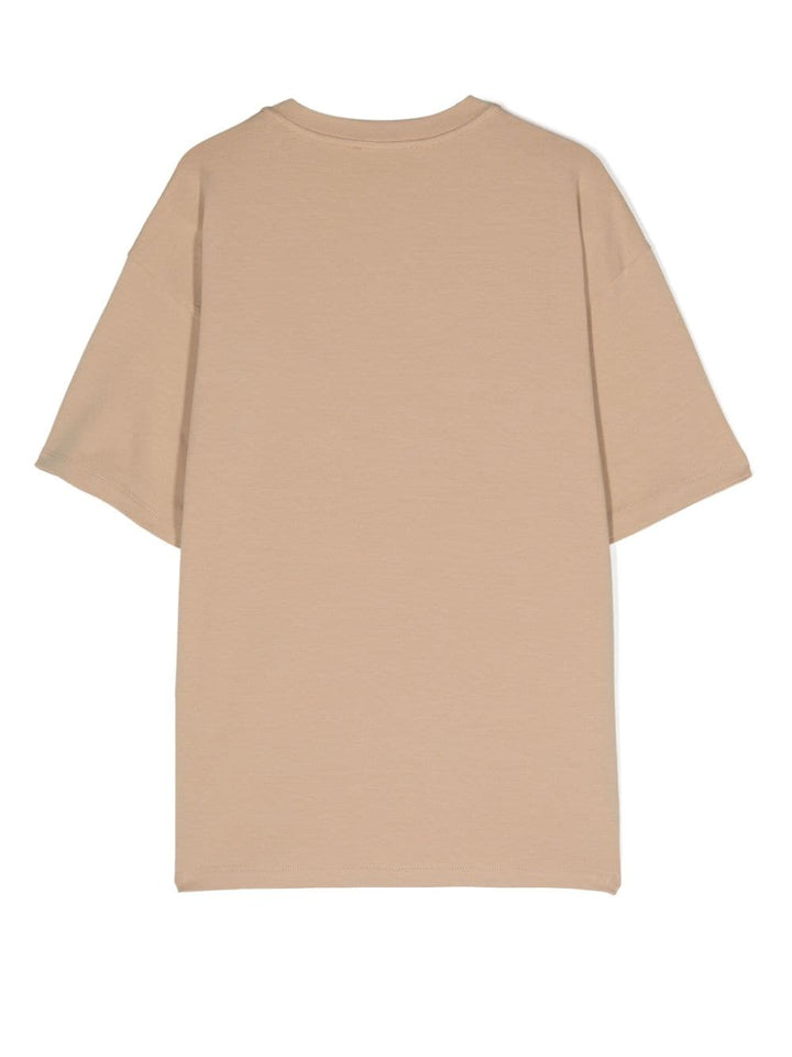 T-shirt beige per bambina con logo EFTS2080JE006 D308 Elisabetta Franchi Kids 