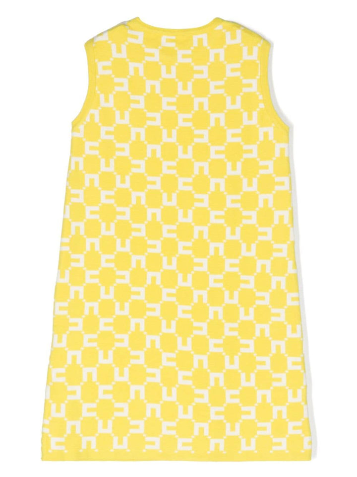 Yellow and white dress for girls with logo