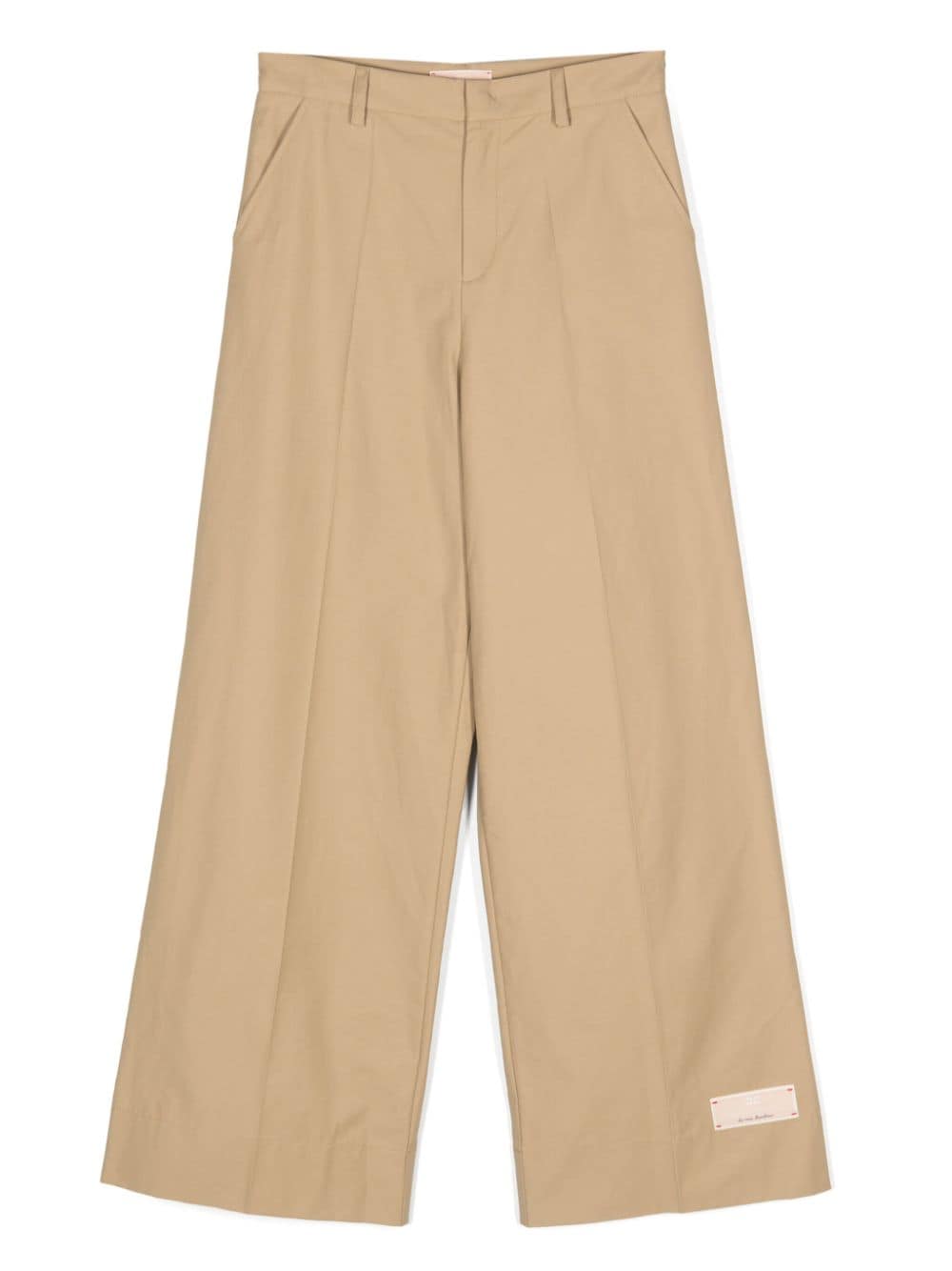 Beige trousers for girls with logo