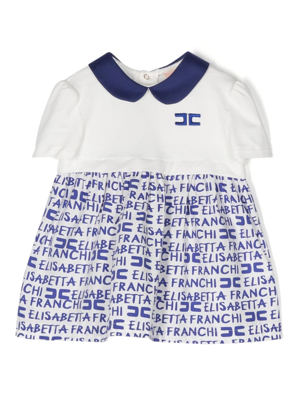 White and blue dress for baby girls with logo