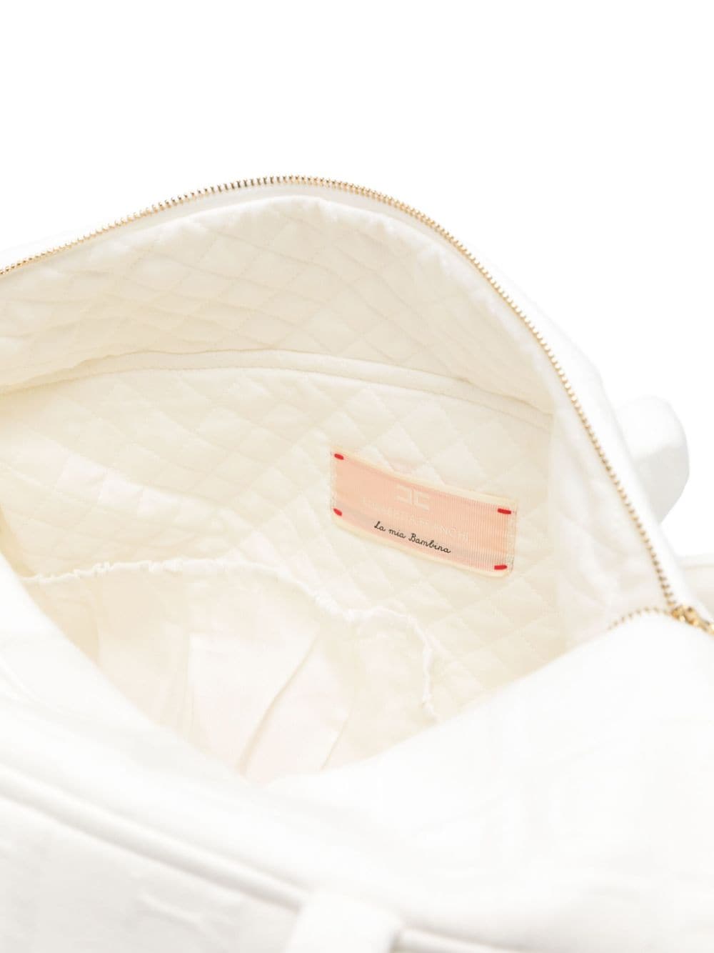 White mum bag with all-over logo