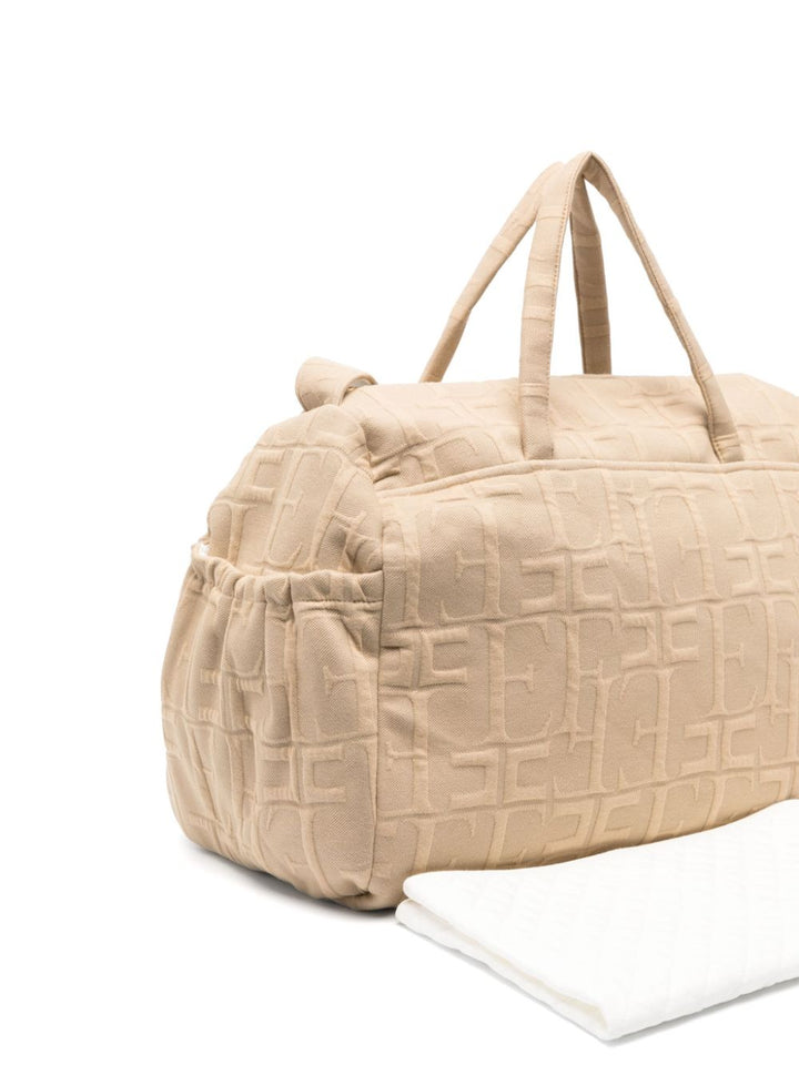 Beige mother bag with all-over logo