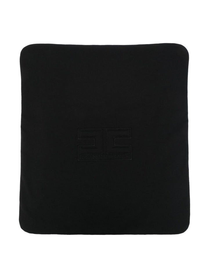 Black baby blanket with logo