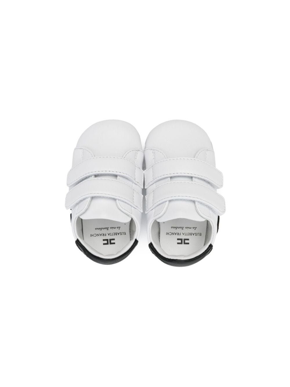 White sneakers for baby girls with black logo