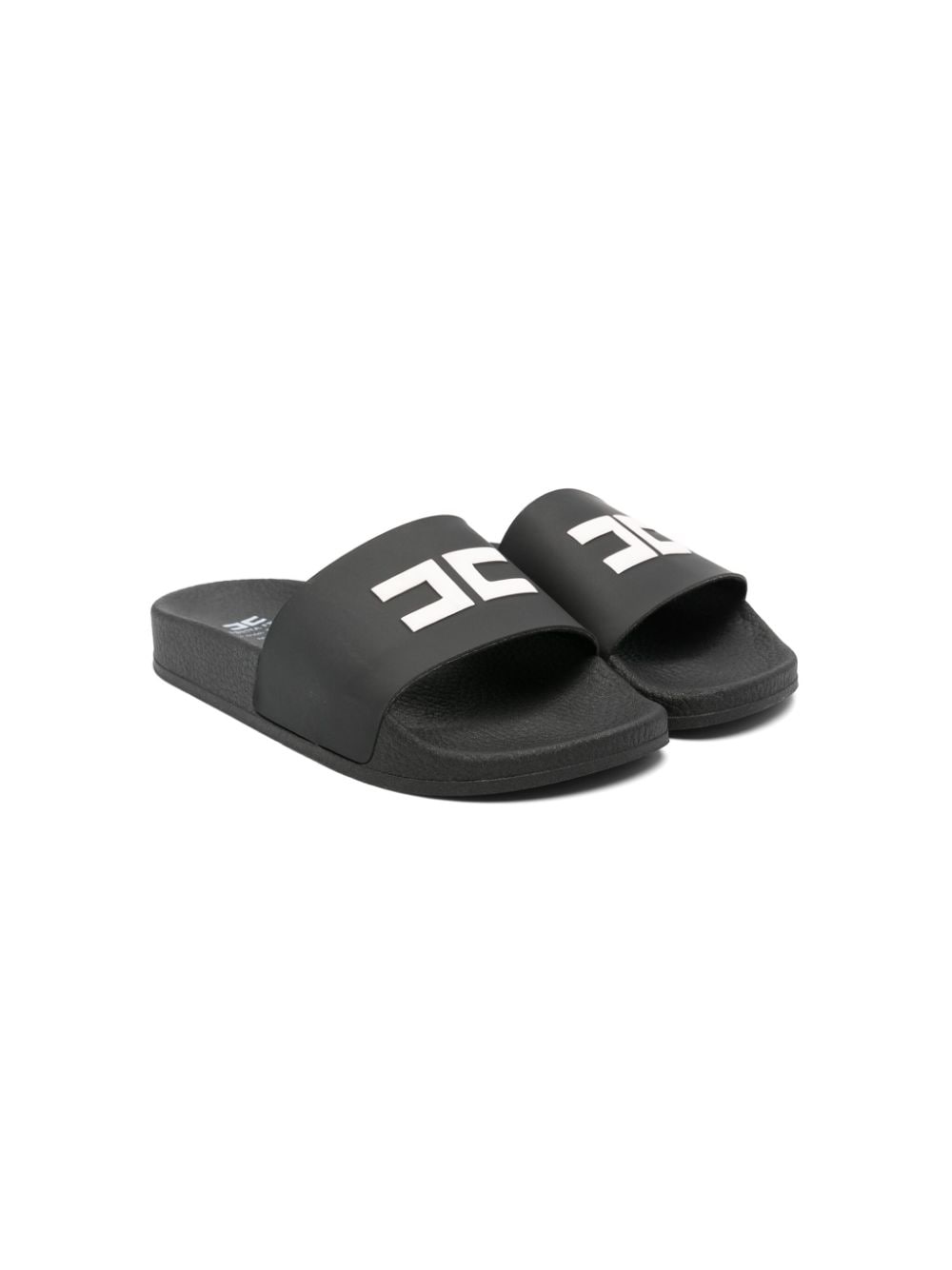 Black slippers for girls with logo