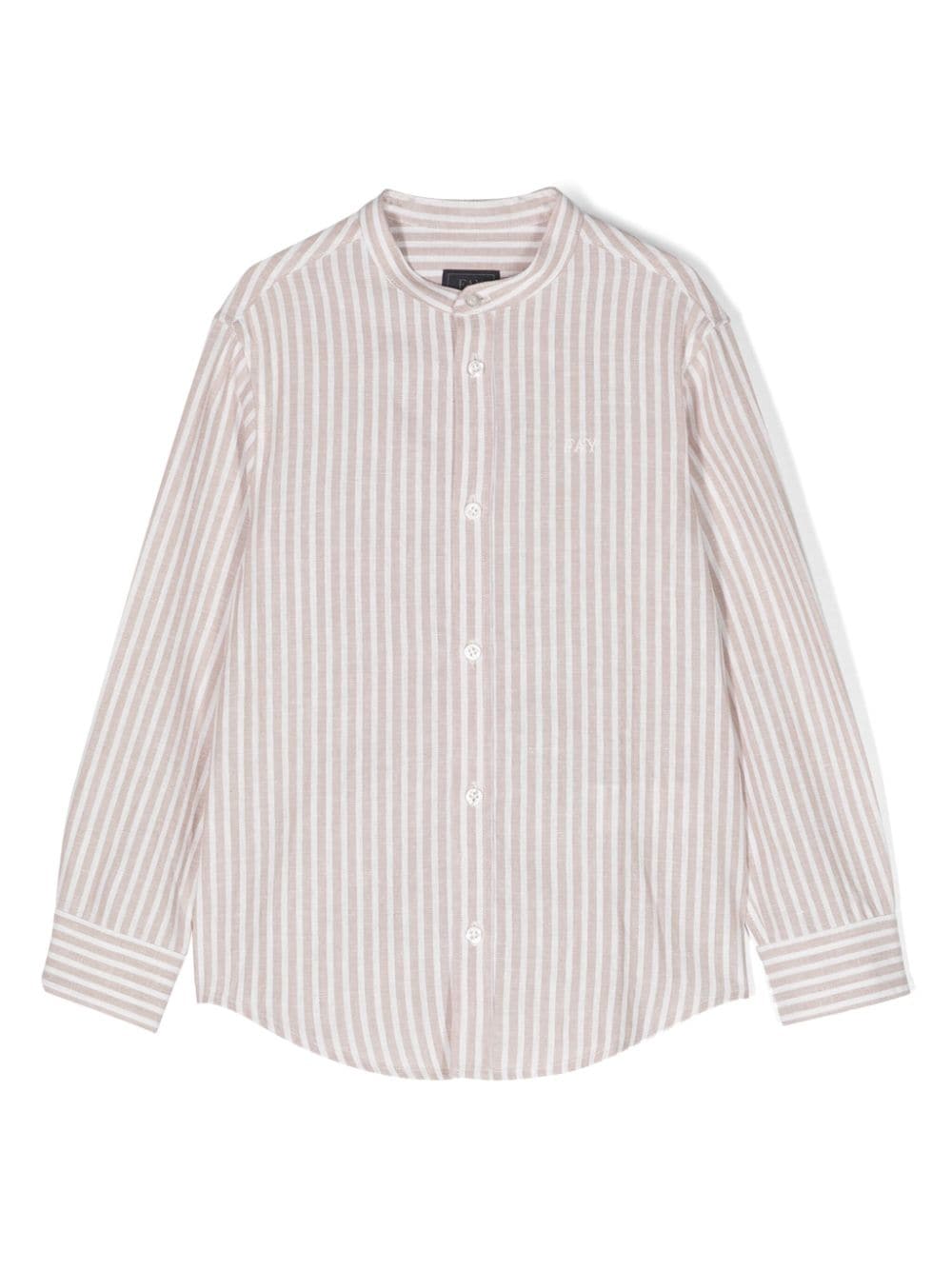 Beige and white shirt for boys with logo