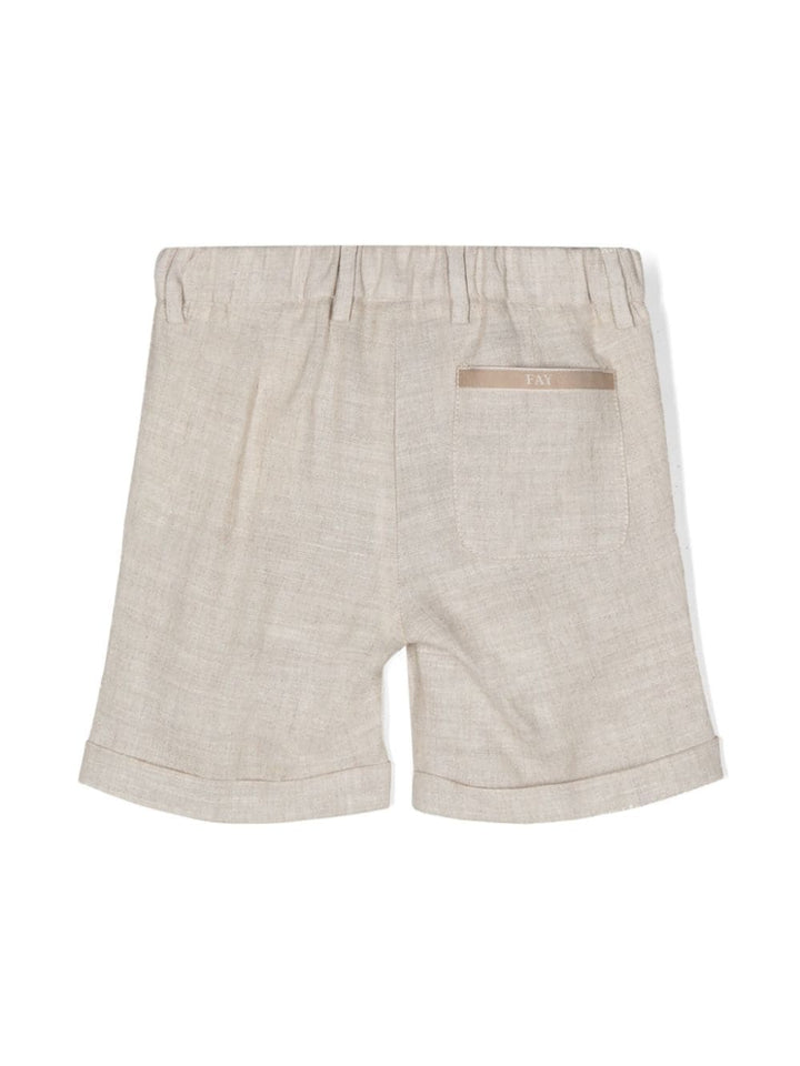 Beige Bermuda shorts for newborns in linen blend