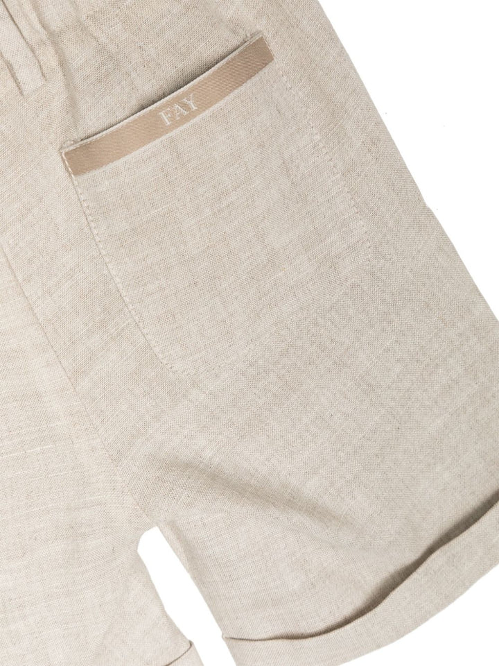 Beige Bermuda shorts for newborns in linen blend