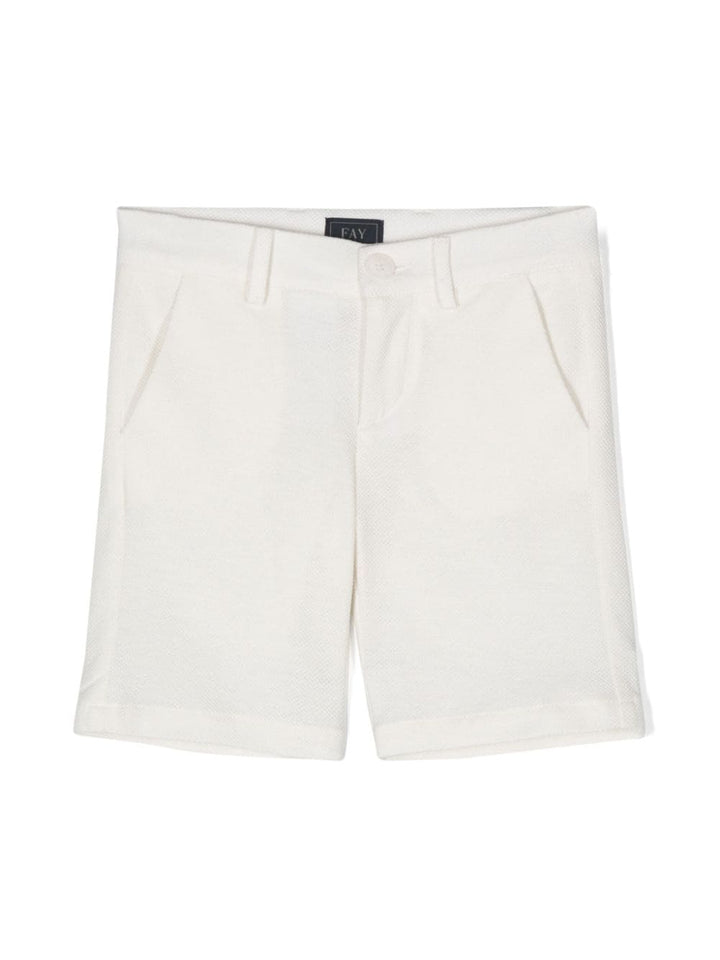 White Bermuda shorts for boys with logo