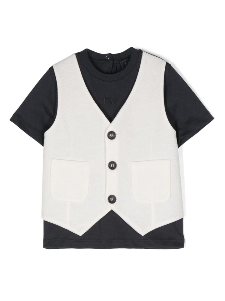 Blue t-shirt with white vest for newborns