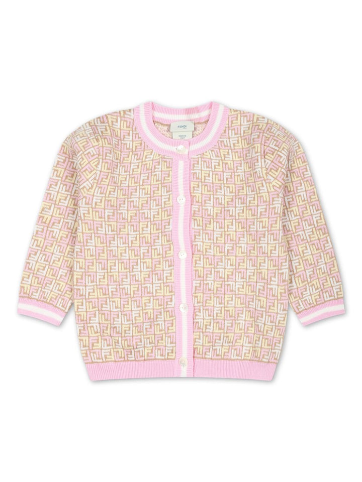 Cardigan bianco e rosa per neonata BFG075AQUF F14OQ Fendi Kids 