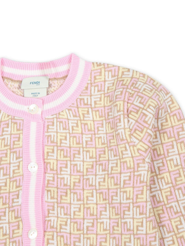 Cardigan bianco e rosa per neonata BFG075AQUF F14OQ Fendi Kids 