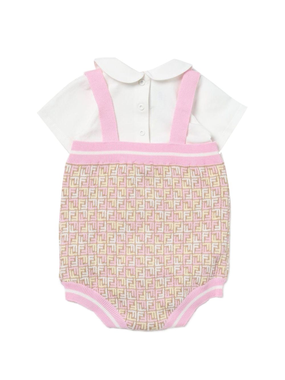 Pagliaccetto neonata con motivo FF e bretelle rosa BFG076AQUF F14OQ Fendi Kids 