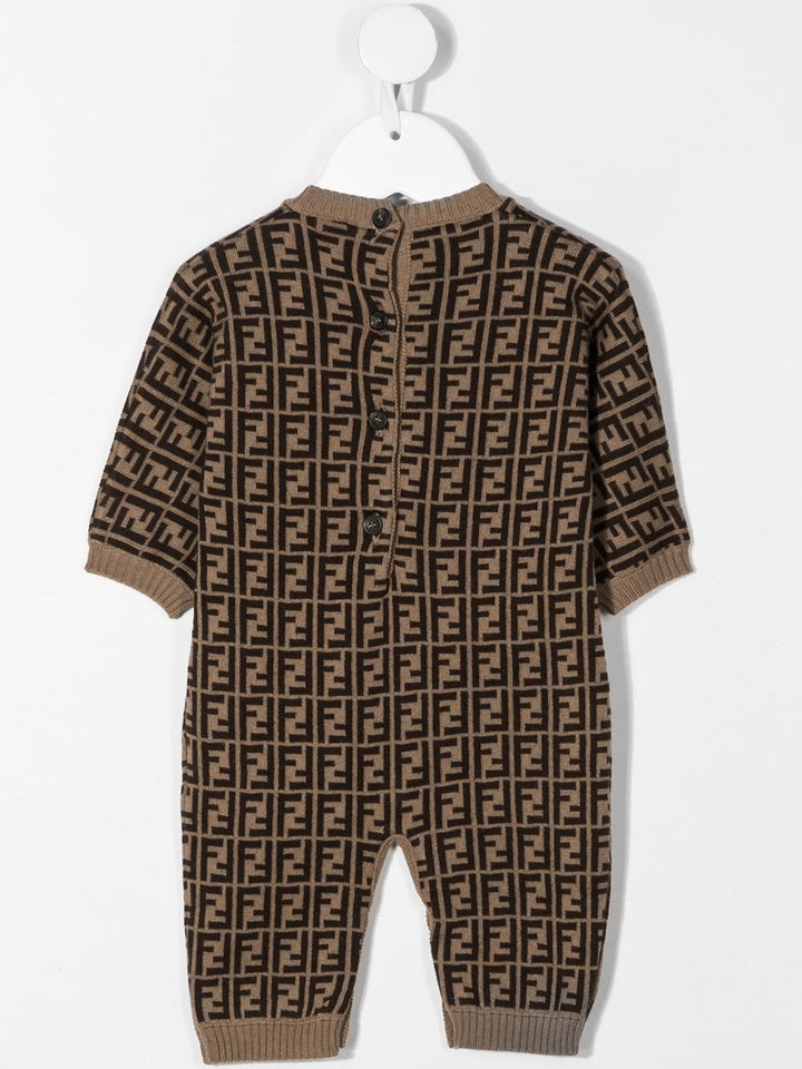 Tutina marrone per neonato con logo BUL048A3TE F0LMJ Fendi Kids 