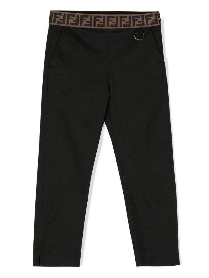 Pantalone nero per bambina con logo JFF330ADEH F0GME Fendi Kids 
