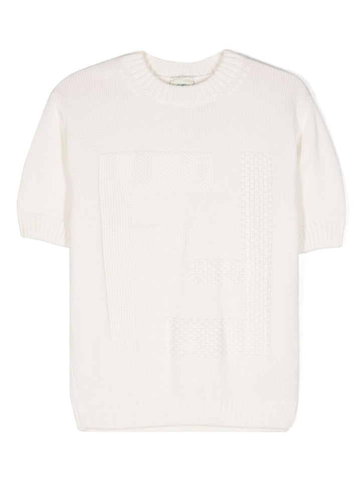 Top crema per bambina con logo JUG166AQU2 F0TU9 Fendi Kids 