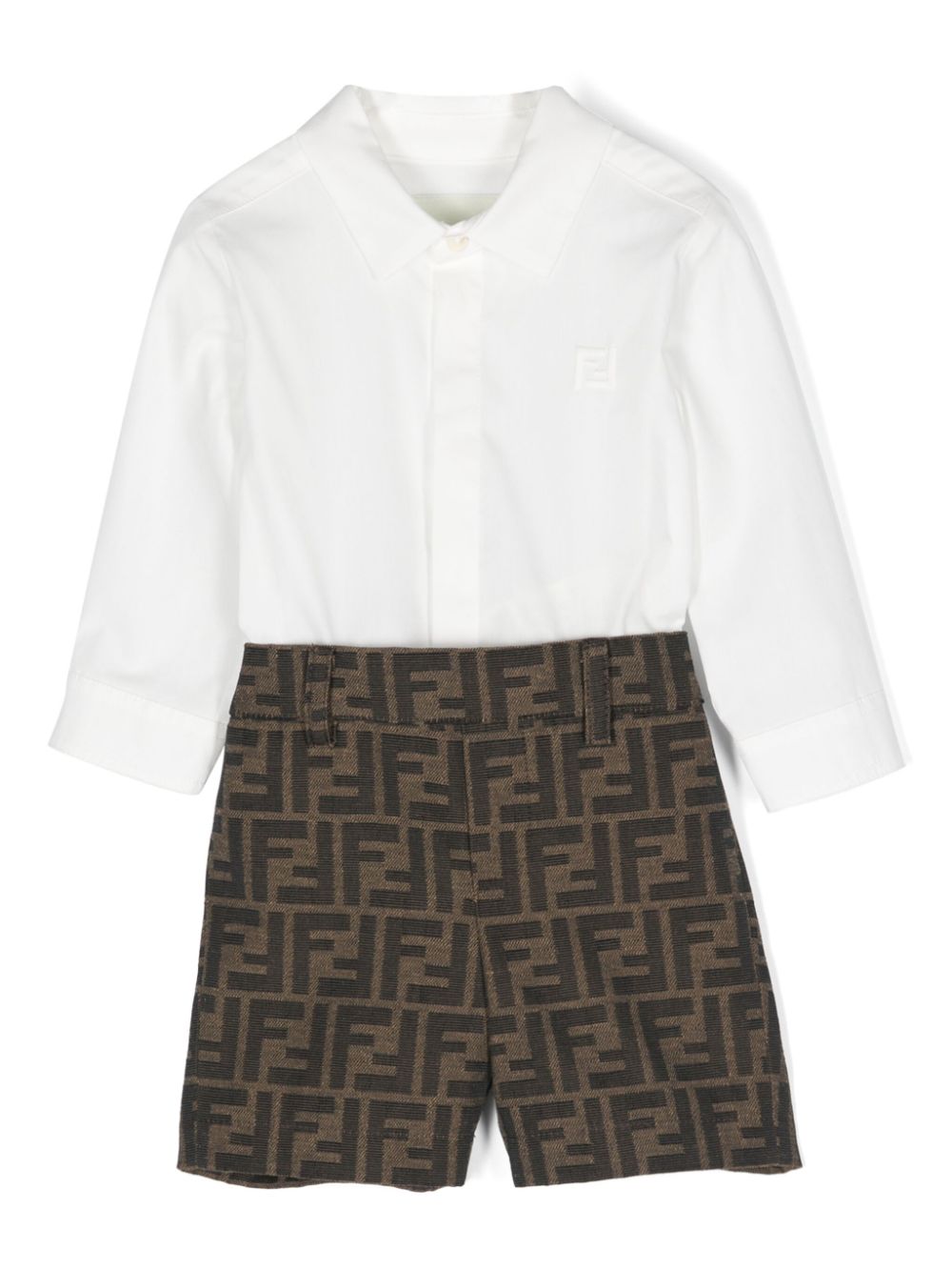 Elegant white and brown outfit for newborns