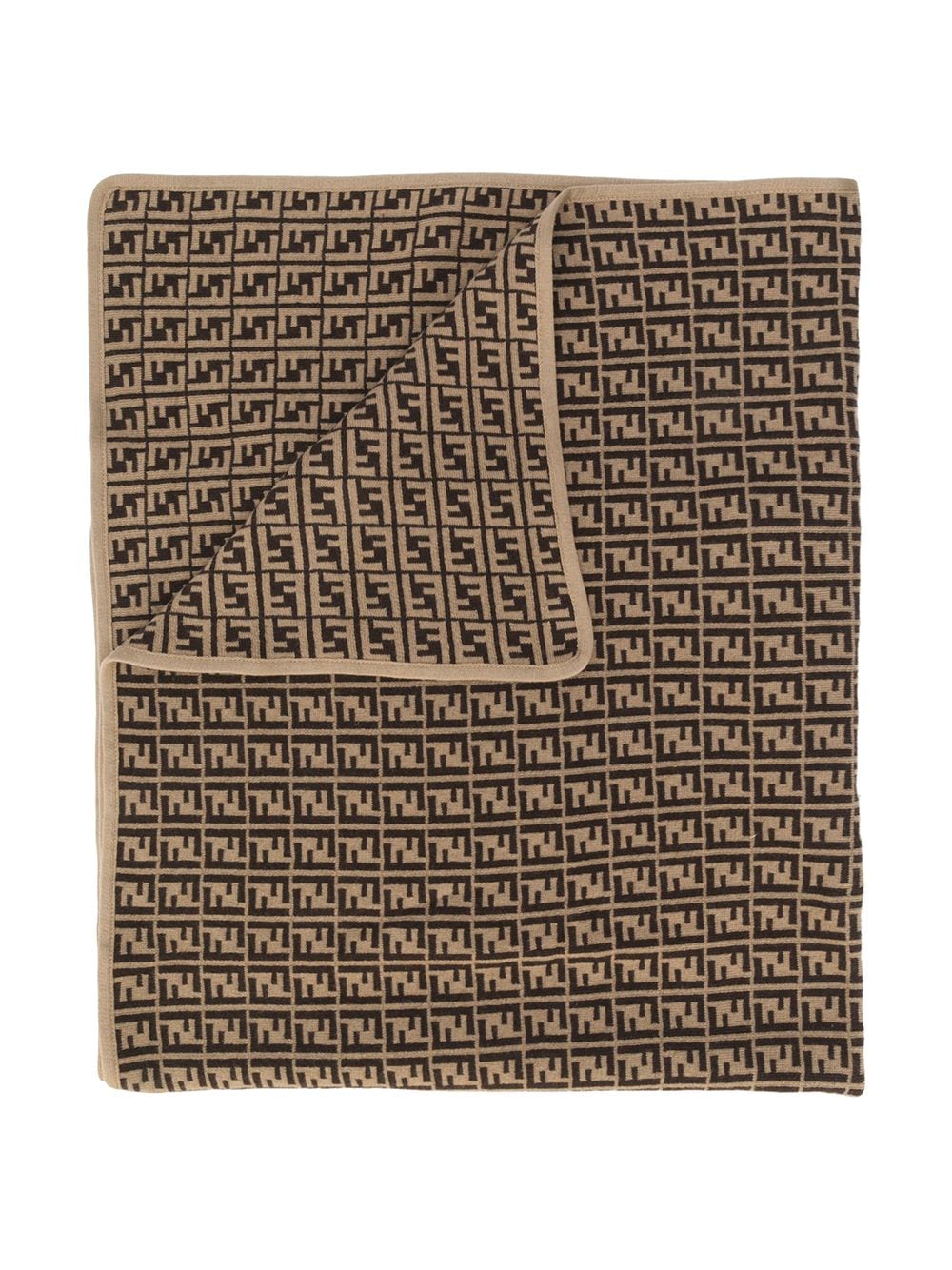 Brown blanket with FF logo print
