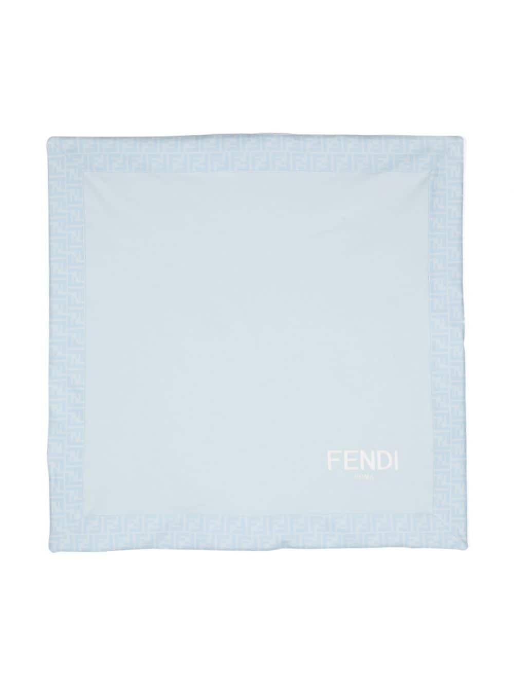 Light blue baby blanket with logo