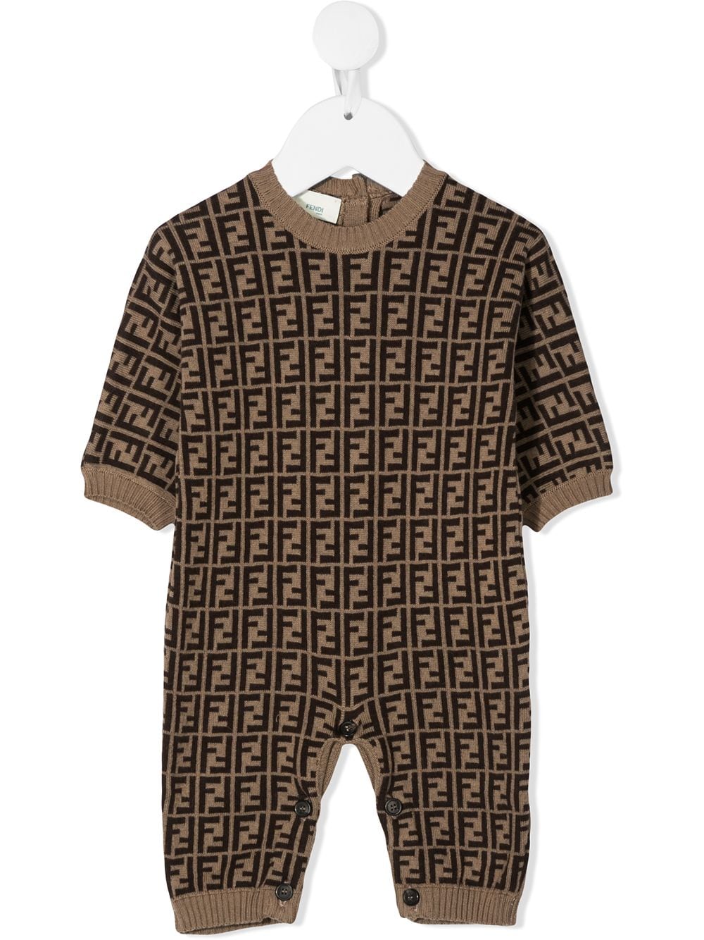 Brown baby onesie with logo