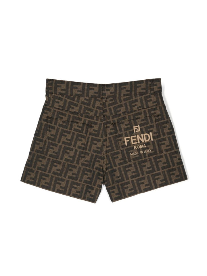 Brown shorts for boys with logo