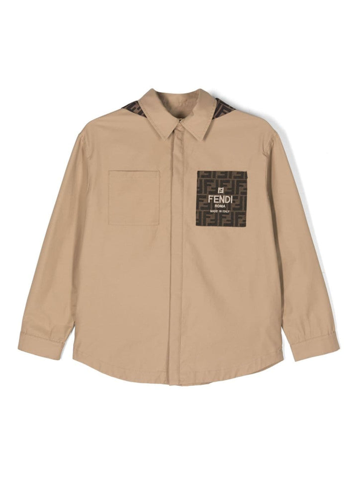 Beige jacket for boys with logo