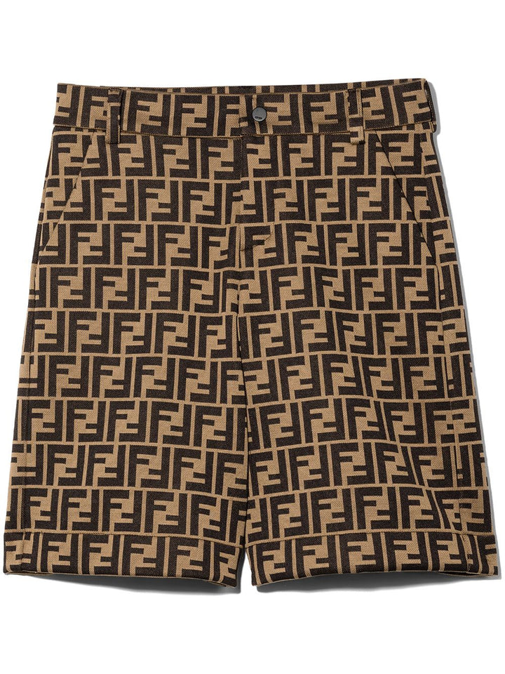 Brown Bermuda shorts for boys with logo