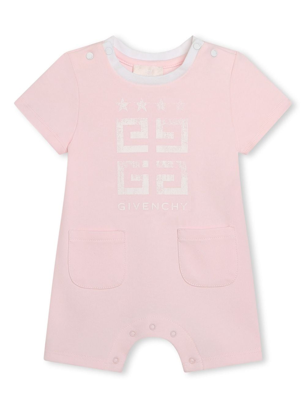 Pink romper for baby girls with logo