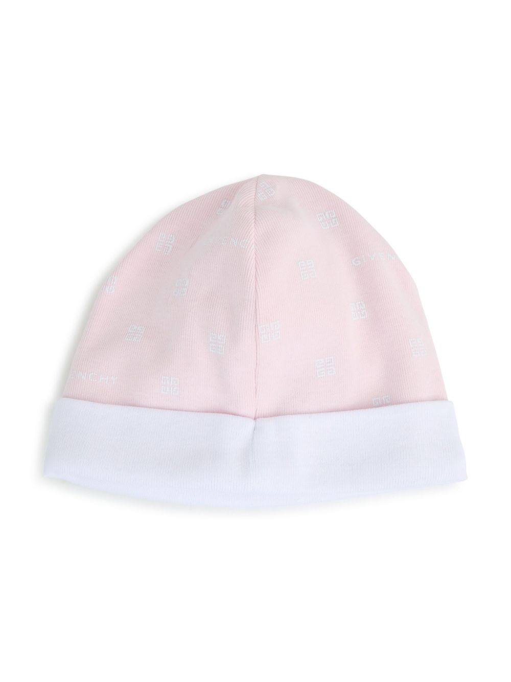 Pink and white hat for baby girls with logo