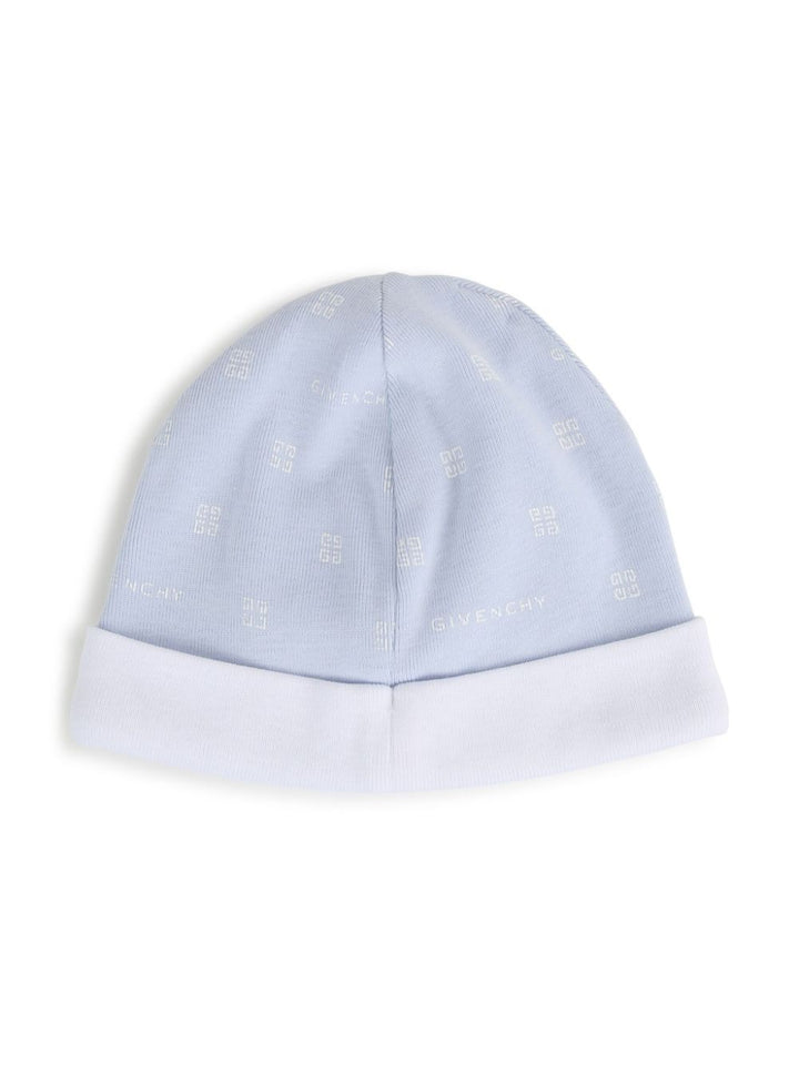 Light blue hat for newborns with logo